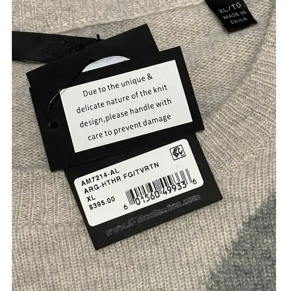 Anthony Thomas Melillo ATM XL NWT Mens Argyle Cashmere Crewneck Sweater Grey - Picture 3 of 6